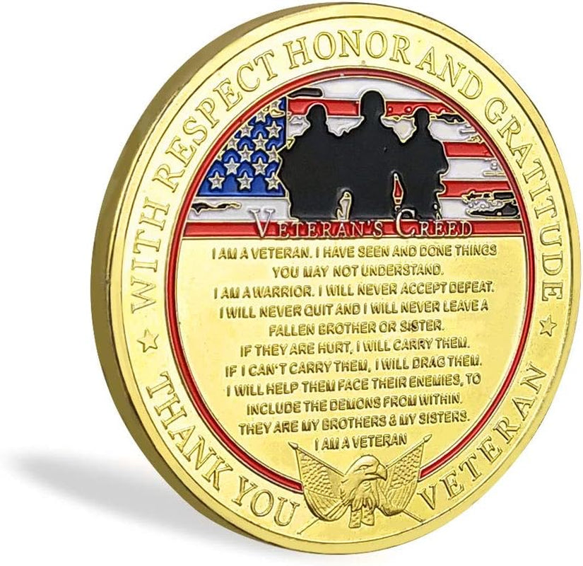 Military Veterans Creed Challenge Coin Thank You for Your Service