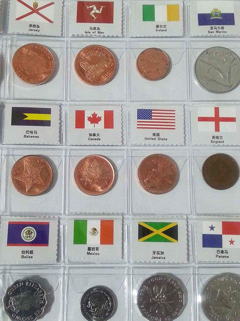 Coin Collection Starter Kit 60 Countries Coins/100% Original Genuine/World Coin with Leather Collecting Album Taged by Country Name and Flags/Coin Holder Collection Storage Classic Gifts
