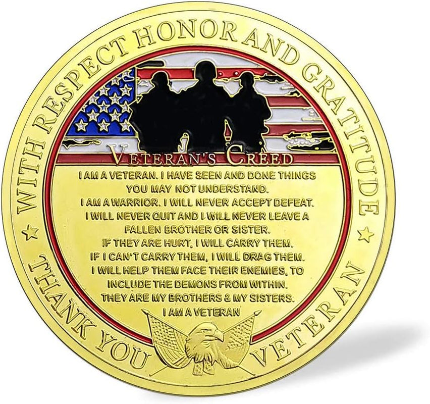 Military Veterans Creed Challenge Coin Thank You for Your Service