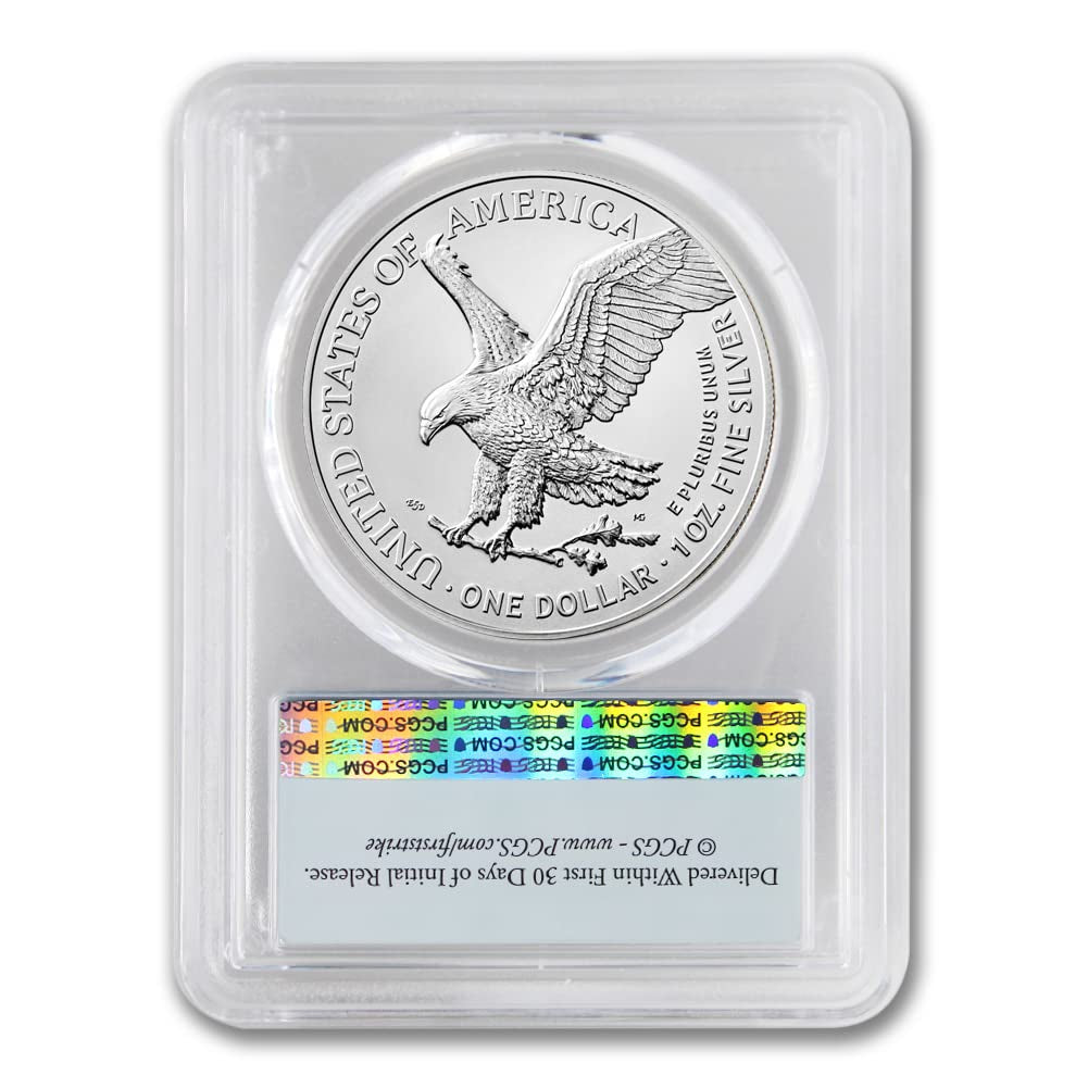 2023 (W) 1 Oz American Silver Eagle Coin MS-70 (First Strike - Struck at West Point - Flag Label) $1 MS70 PCGS