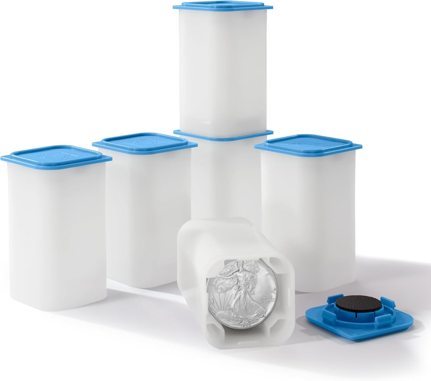 LIGHTHOUSE - Square Coin Tubes for 20 Coins - Perfect for Silver Eagles and US Silver Dollars - Intercept Corrosion Protection (40-41Mm) - Pack of 6