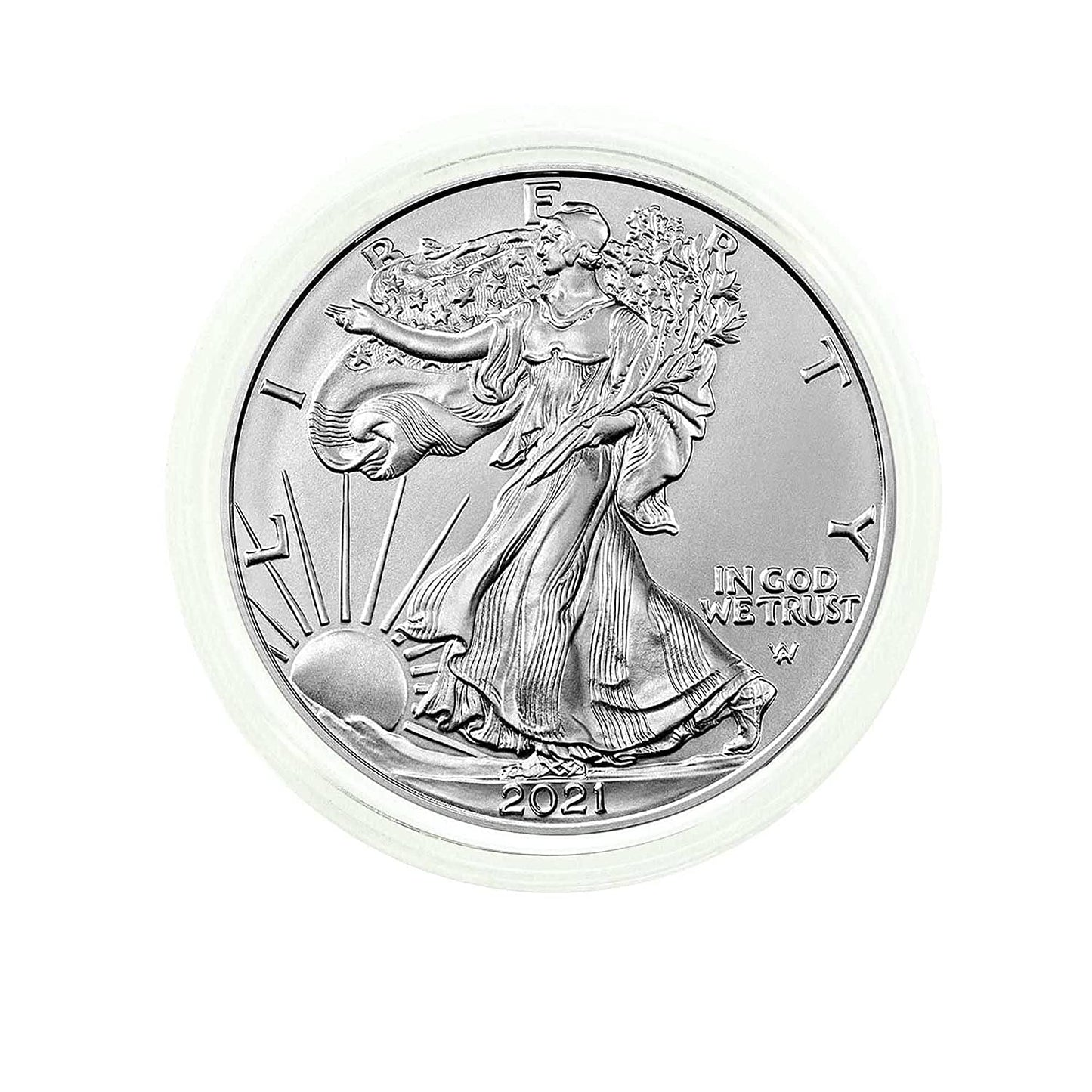 2021 American Silver Eagle Type 2 .999 Fine Silver in Direct Fit Air Tite with Our Certificate of Authenticity Dollar Uncirculated US Mint