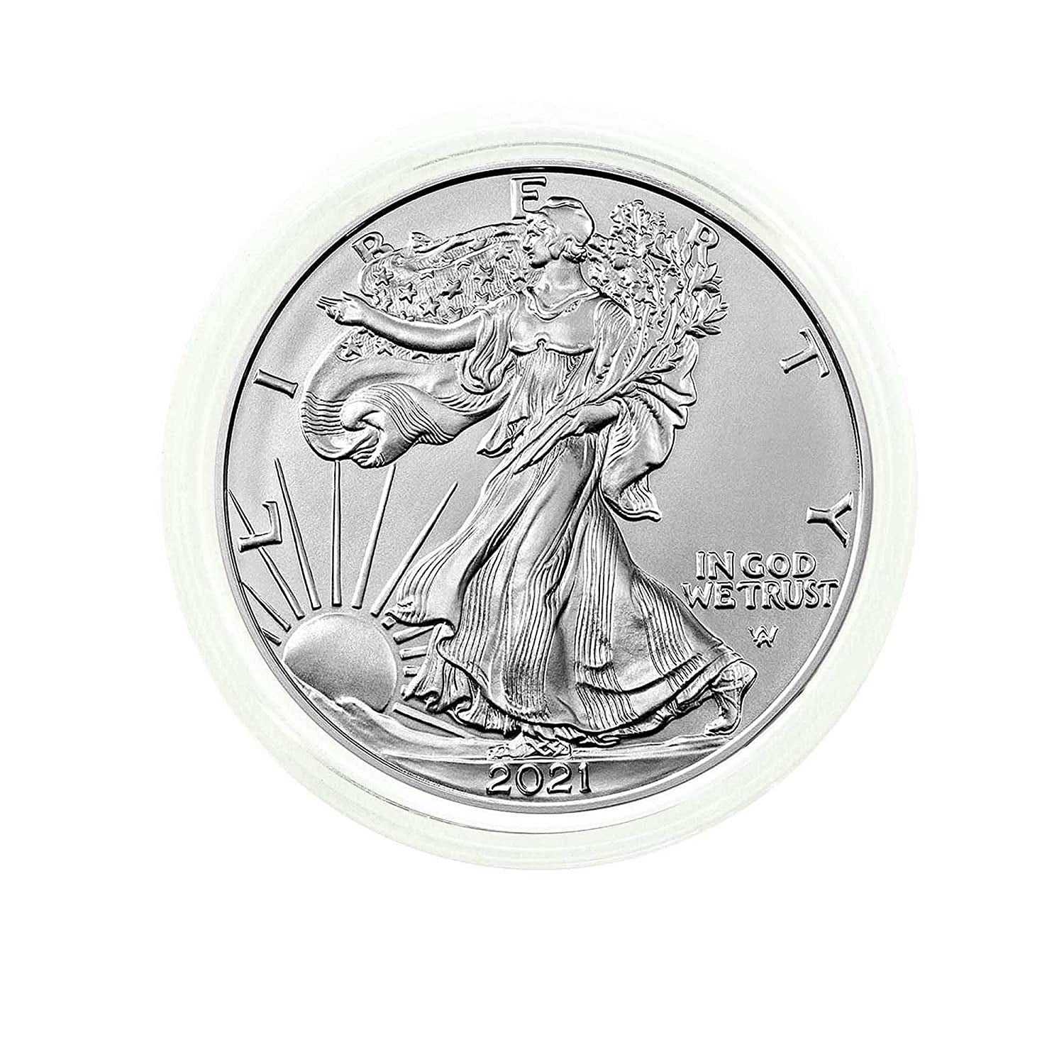 2021 American Silver Eagle Type 2 .999 Fine Silver in Direct Fit Air Tite with Our Certificate of Authenticity Dollar Uncirculated US Mint