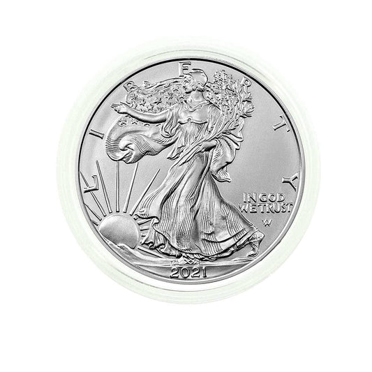 2021 American Silver Eagle Type 2 .999 Fine Silver in Direct Fit Air Tite with Our Certificate of Authenticity Dollar Uncirculated US Mint