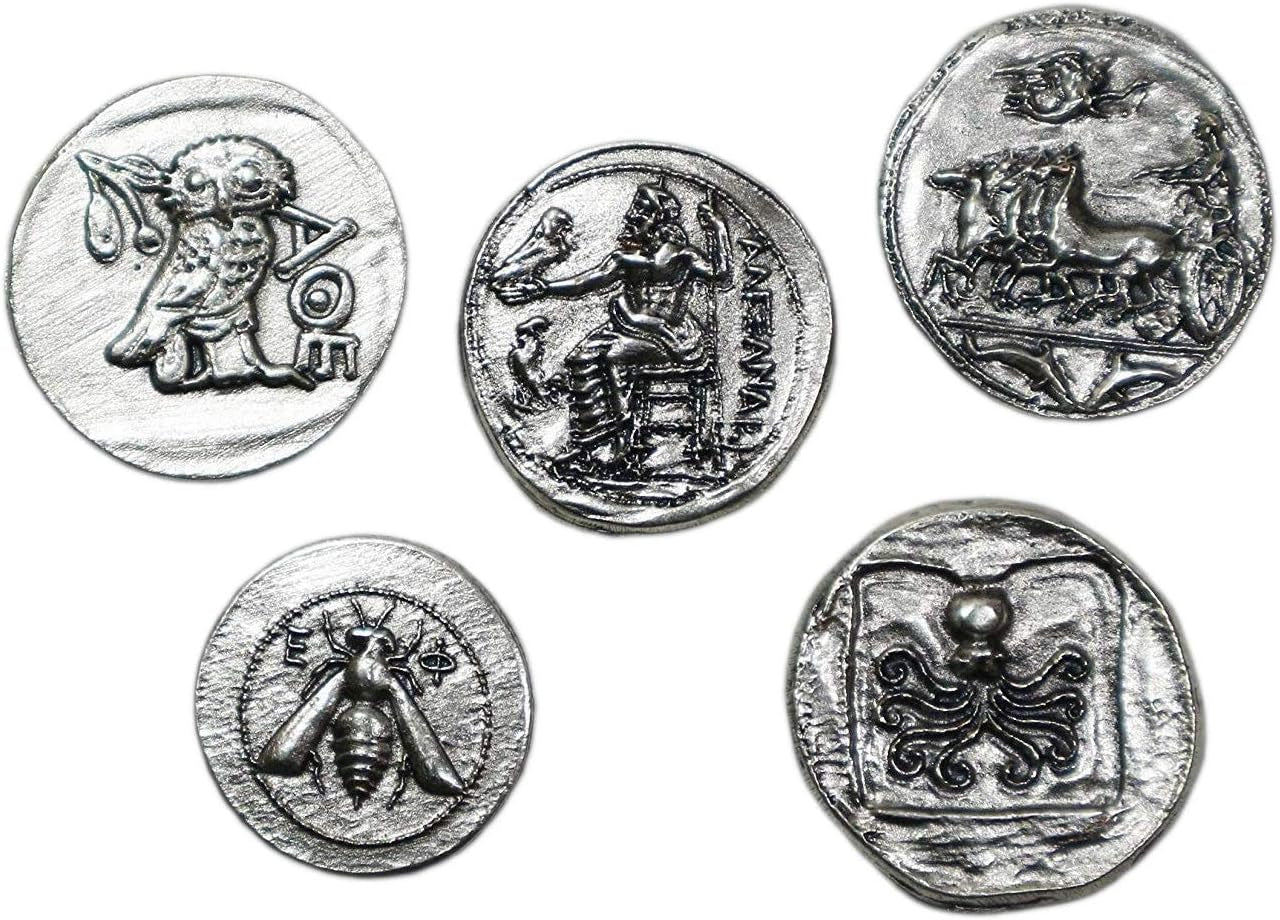 Silver Plated Ancient Greek Coins - Reproduction Tetradrachm - 5 Pieces Set