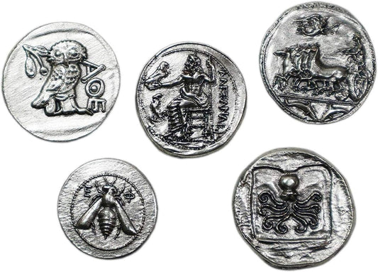 Silver Plated Ancient Greek Coins - Reproduction Tetradrachm - 5 Pieces Set