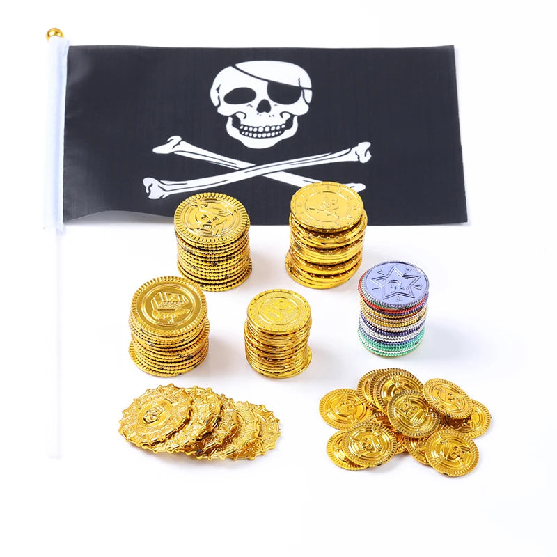 Pièces d'or de pirate en plastique – Lot de 100 pour coffre au trésor et fêtes amusantes