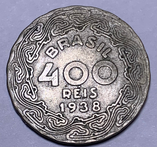 KM#547 Brazil 1938 400 Réis Coin – Scallop Shape, Copper-Nickel, Vargas Period