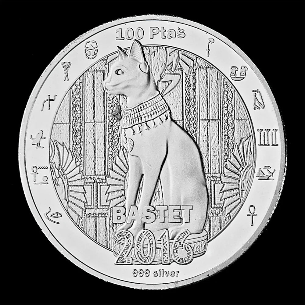 Pièce de monnaie Bastet 2016, plaquée argent, inspirée de la mythologie égyptienne - Collection Décoration d'intérieur
