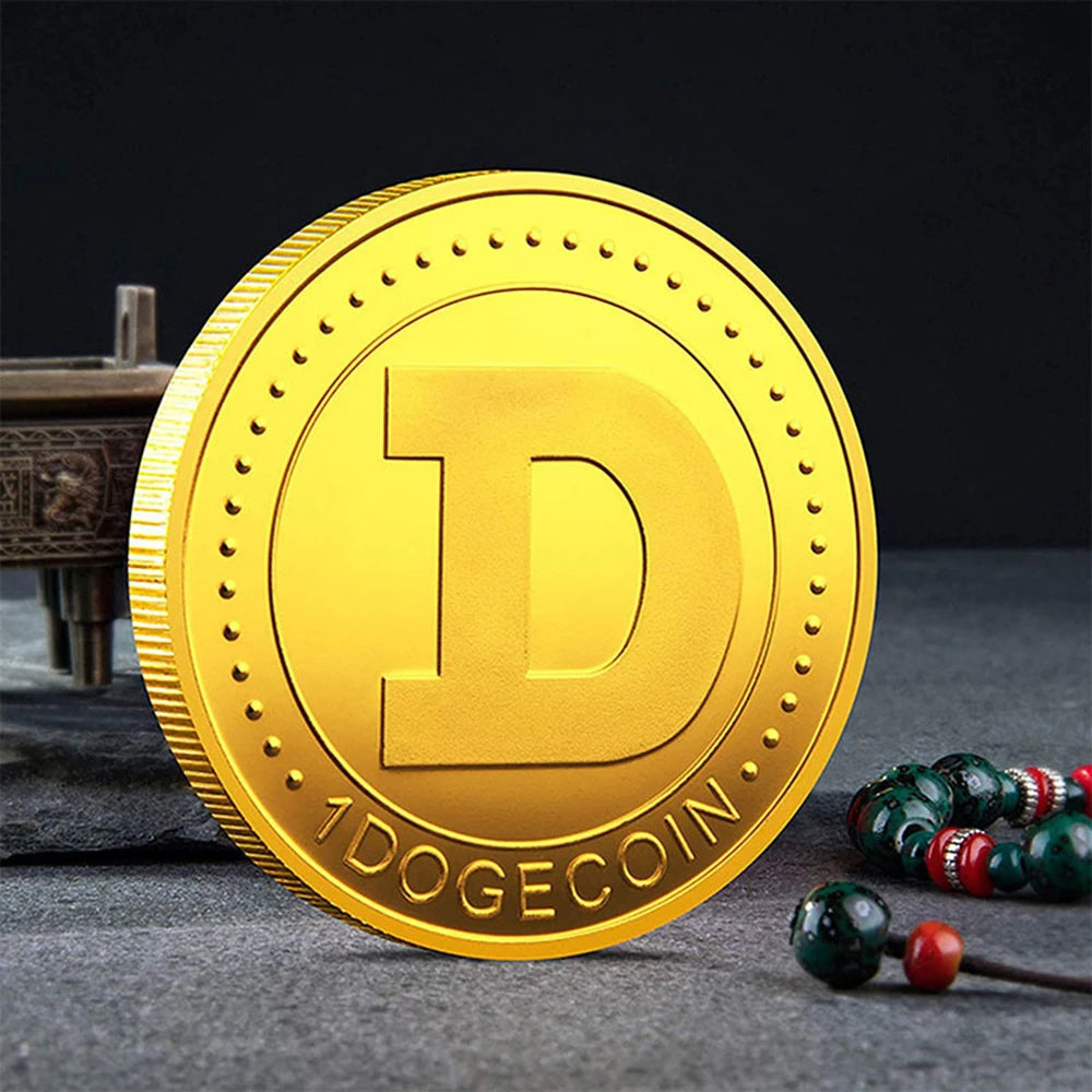 Dogecoin con estampado de perro - Moneda de recuerdo chapada en oro "To The Moon"