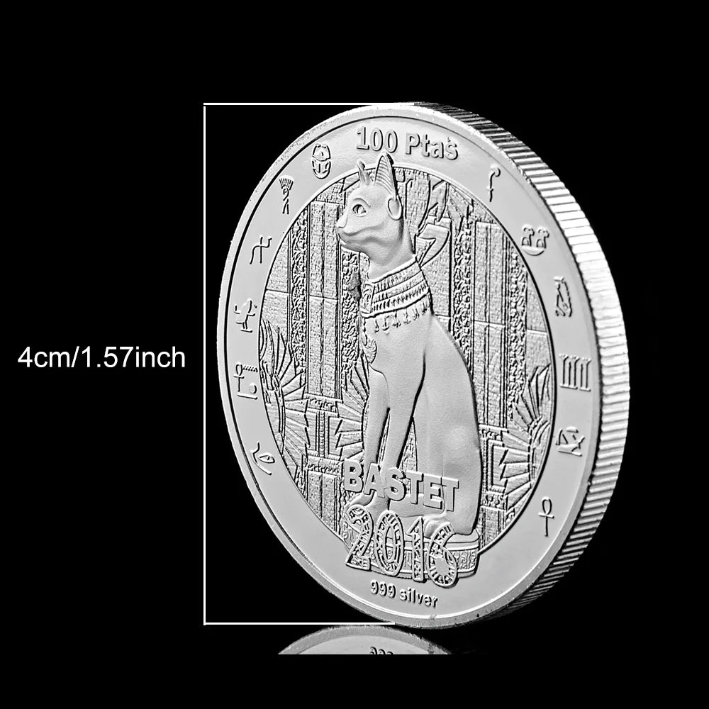 Pièce de monnaie Bastet 2016, plaquée argent, inspirée de la mythologie égyptienne - Collection Décoration d'intérieur