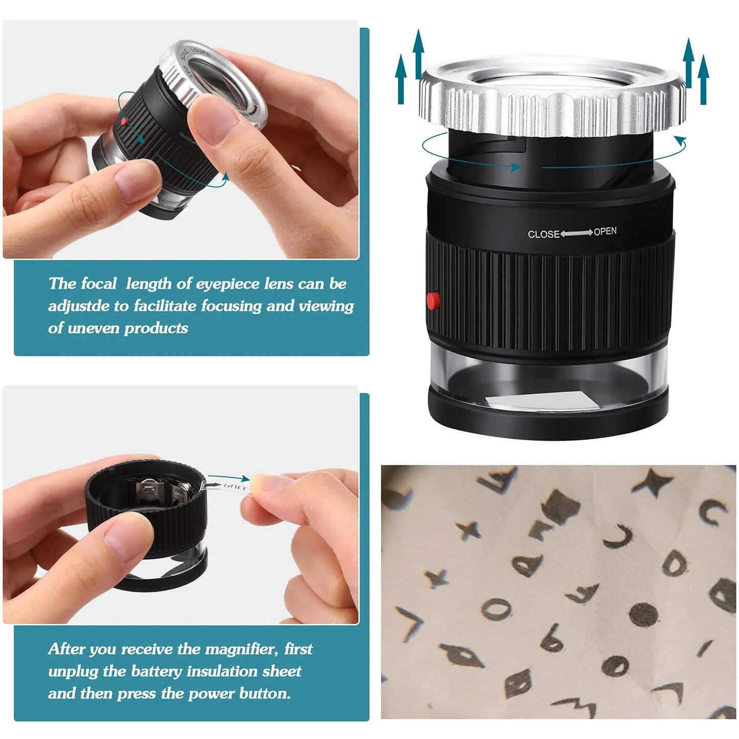 El más vendido: Lupa de bolsillo 30X con escala y luz LED UV