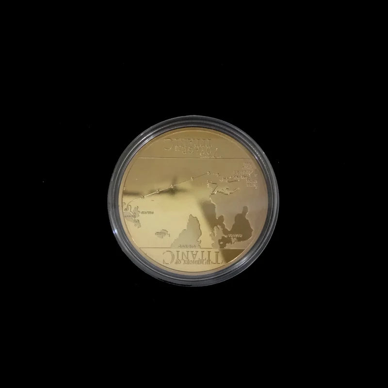 Medalla del Incidente del Titanic: exquisito recuerdo chapado en oro para la colección de arte del hogar.