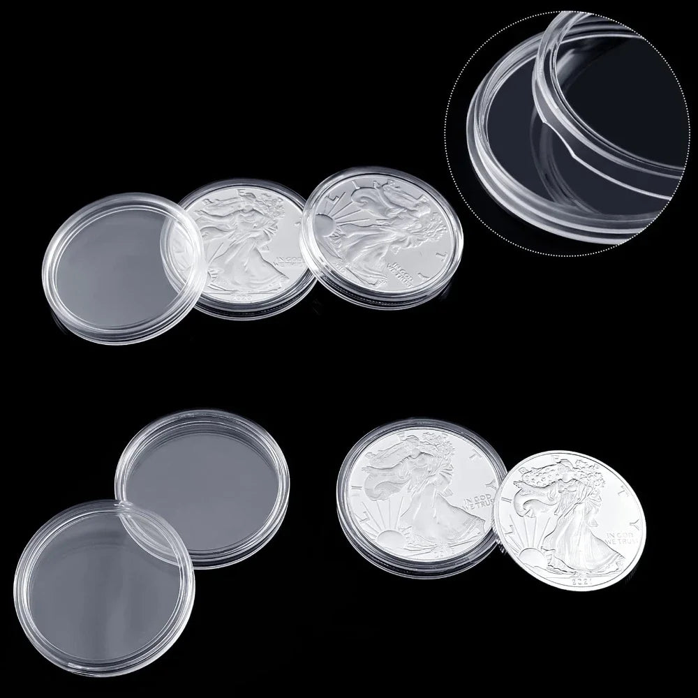 5 × Reusable Clear Coin Capsules 38.6 mm — Fits 2 oz Silver Coins Storage