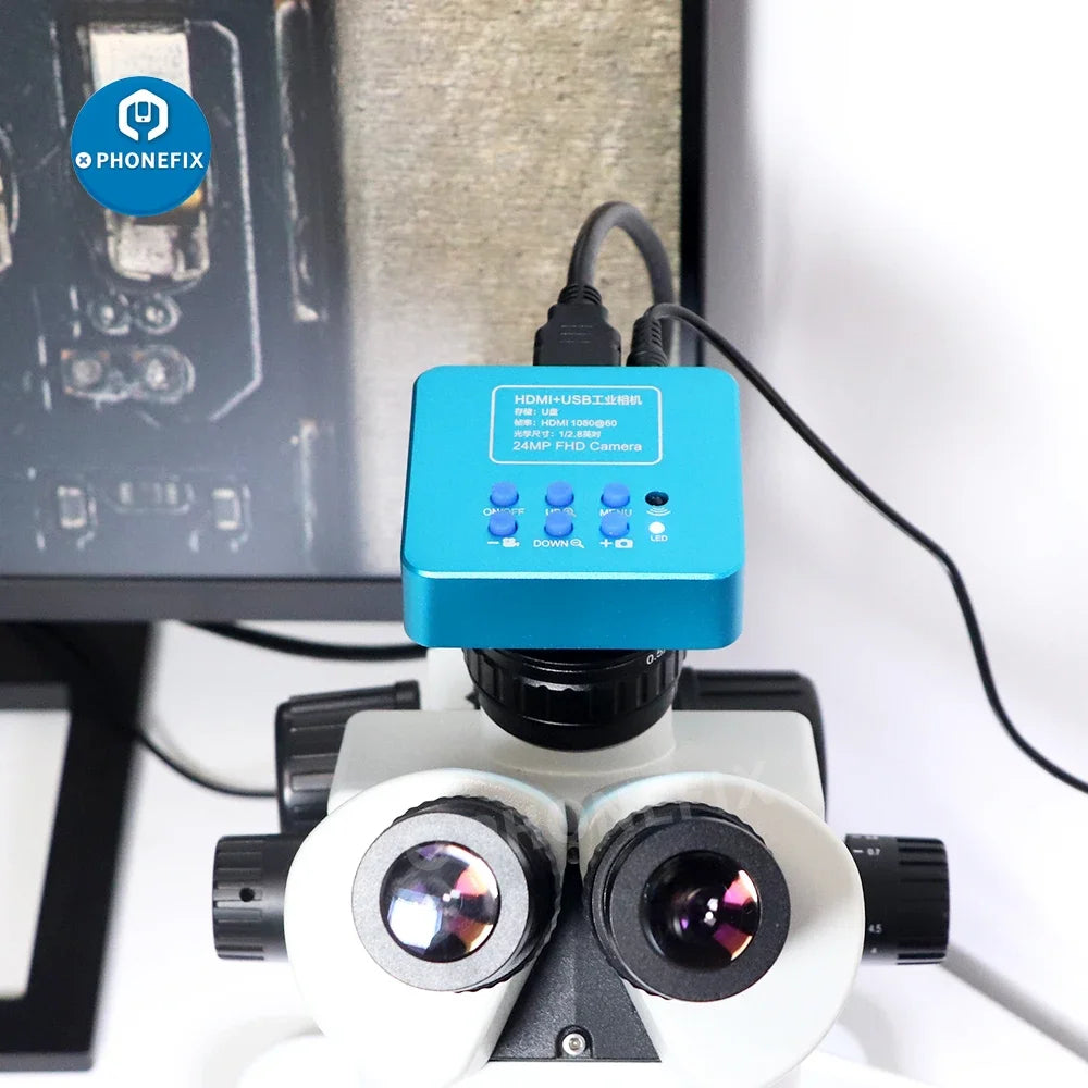 Caméra de microscope vidéo industrielle 24 MP - Outil de réparation de précision