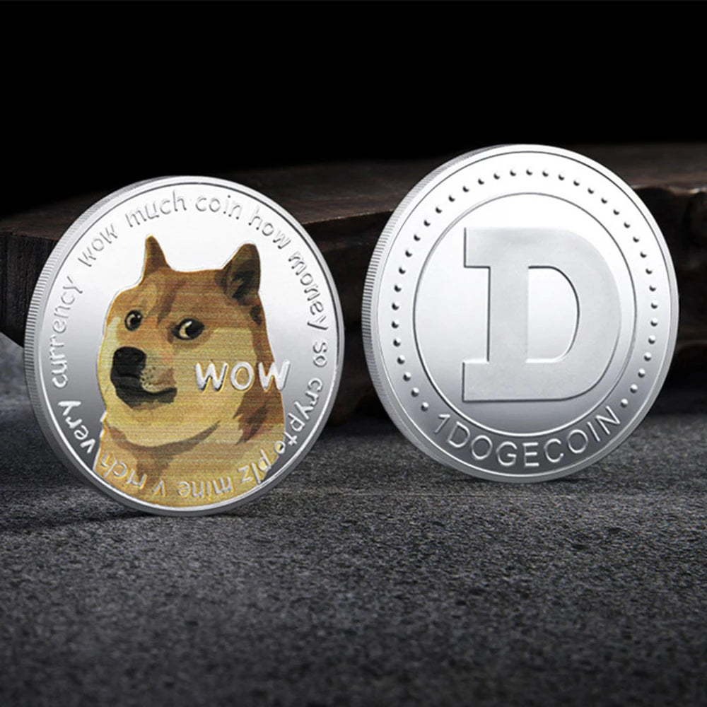 Dogecoin con estampado de perro - Moneda de recuerdo chapada en oro "To The Moon"