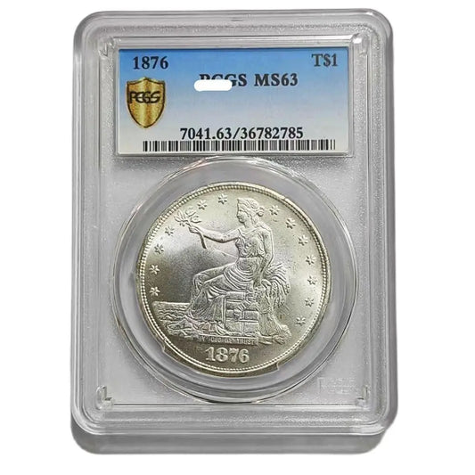 Dólar comercial de 1876 PCGS MS63 Tipo 1 — 90 % plata — Casa de la Moneda de EE. UU. en Filadelfia