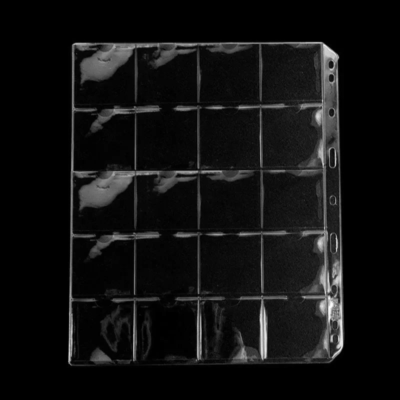 10PCS Coin Pocket Pages for 5x5cm Coin Flips – 20 Pockets, 9-Hole Standard Holders
