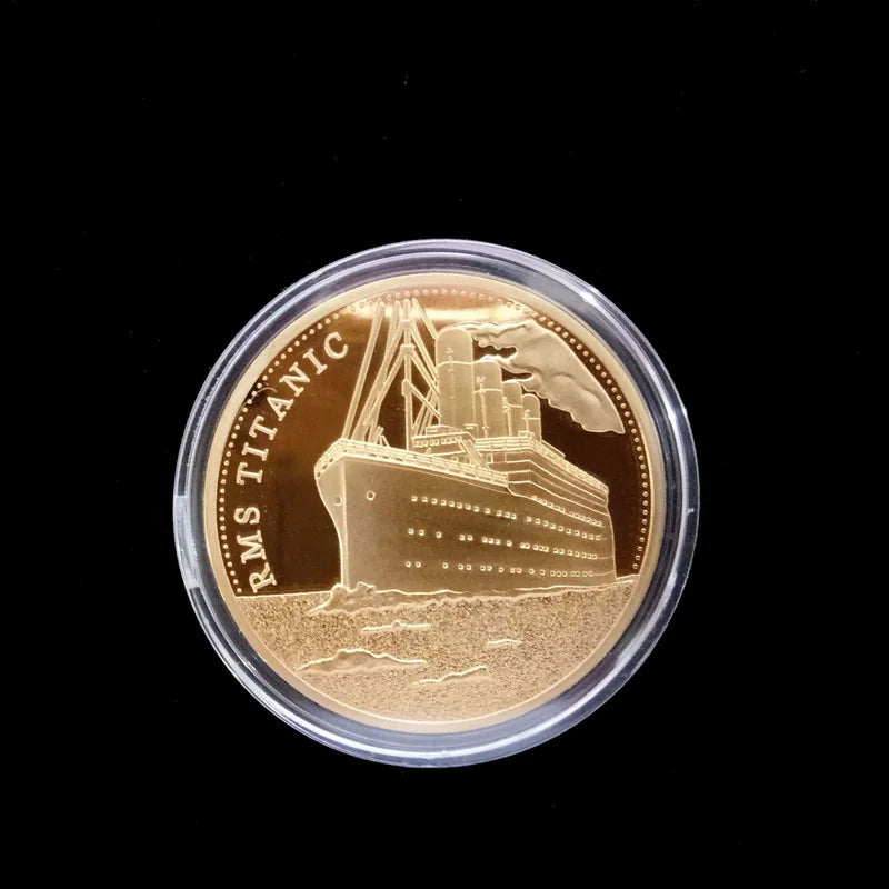 Medalla del Incidente del Titanic: exquisito recuerdo chapado en oro para la colección de arte del hogar.