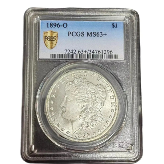 Dólar de plata Morgan de 1896‑O, grado MS63+: moneda de plata al 90 % de la Casa de la Moneda de EE. UU.