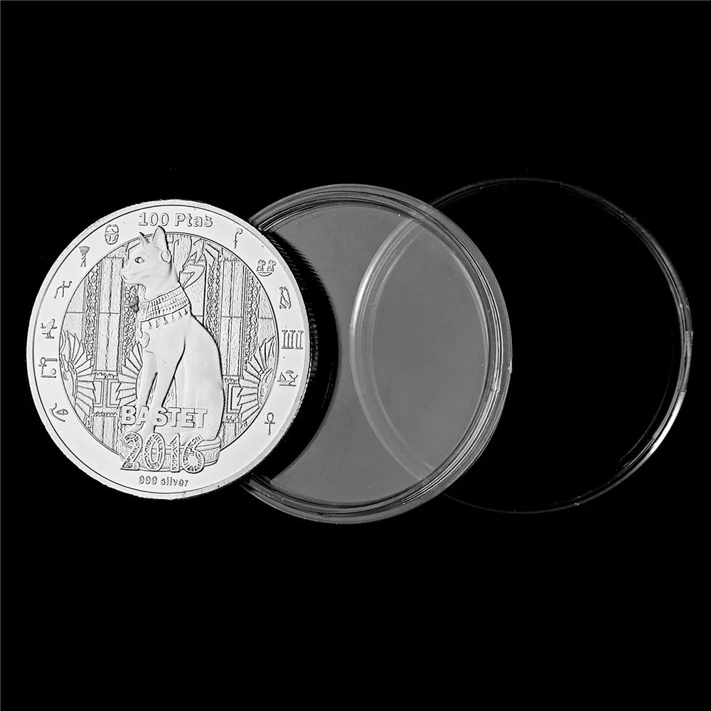 Pièce de monnaie Bastet 2016, plaquée argent, inspirée de la mythologie égyptienne - Collection Décoration d'intérieur