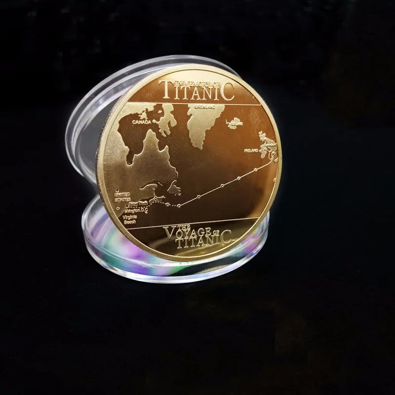 Medalla del Incidente del Titanic: exquisito recuerdo chapado en oro para la colección de arte del hogar.