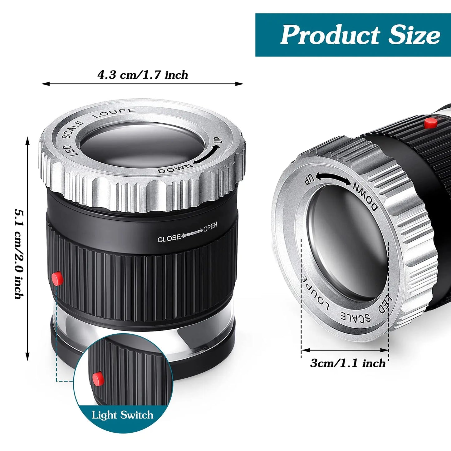 El más vendido: Lupa de bolsillo 30X con escala y luz LED UV