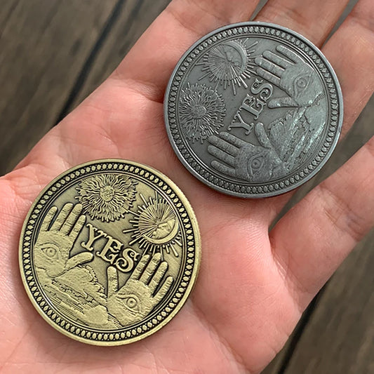 Gothic Yes/No Prediction Coin - All Seeing Eye & Death Angel Design"