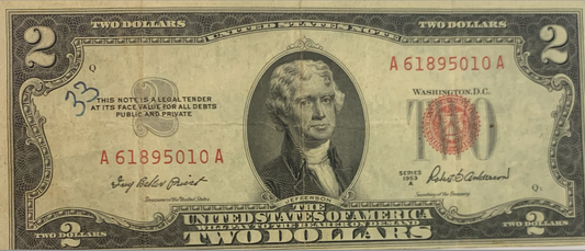 Mint Condition 1953 $2 Red Seal Note: A Piece of U.S. History