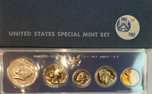 1966 and 1967 U.S. Special Mint Sets SMS - 40% Silver, Original Packaging