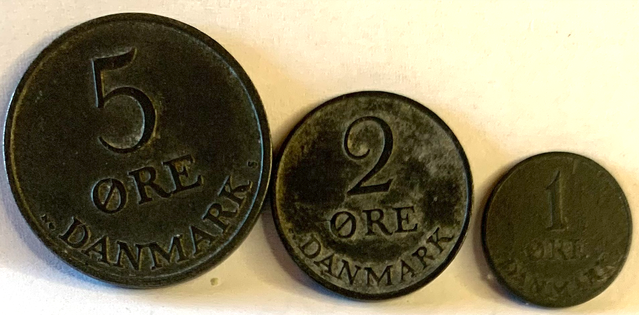 Rare Danish Coin Set – 1952 5 Öre, 1963 2 Öre, 1951 1 Öre | Postwar Collector Bundle