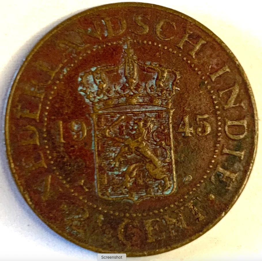 Netherlands East Indies 2½ Cents 1945 – WWII Era Coin | USA-Made | KM# 316