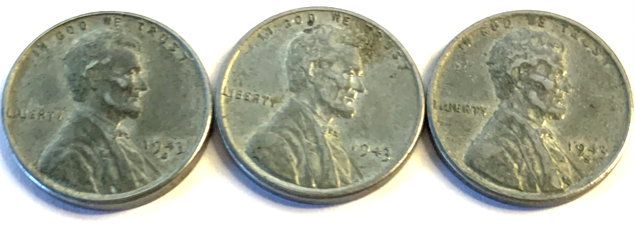 Rare Set: 1943 Steel Wheat Pennies – P, D & S Mintmarks – 3-Piece WWII Coin Trio
