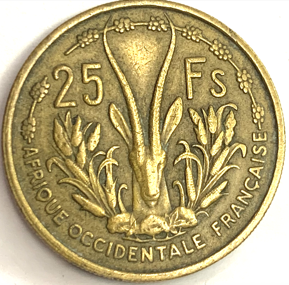 Historic French West Africa 25 Francs 1956 – CFA Franc Colonial Currency
