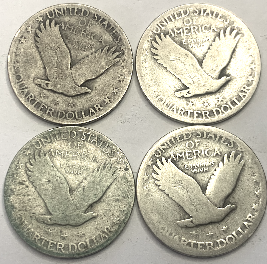 Vintage Silver Standing Liberty Quarter Set – 4 Coins, 1925–1930, Philadelphia Mint
