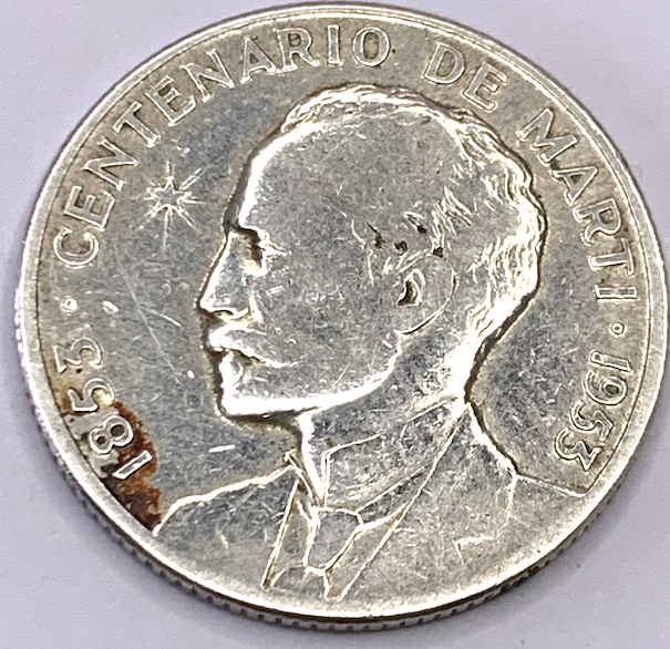 Rare Cuban 1953 José Martí 25¢ – 90% Silver Commemorative Coin