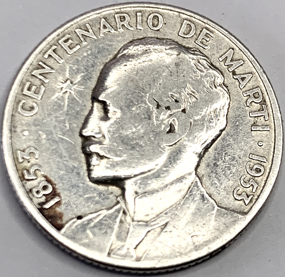 Rare Cuban 1953 José Martí 25¢ – 90% Silver Commemorative Coin
