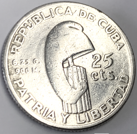 Rare Cuban 1953 José Martí 25¢ – 90% Silver Commemorative Coin
