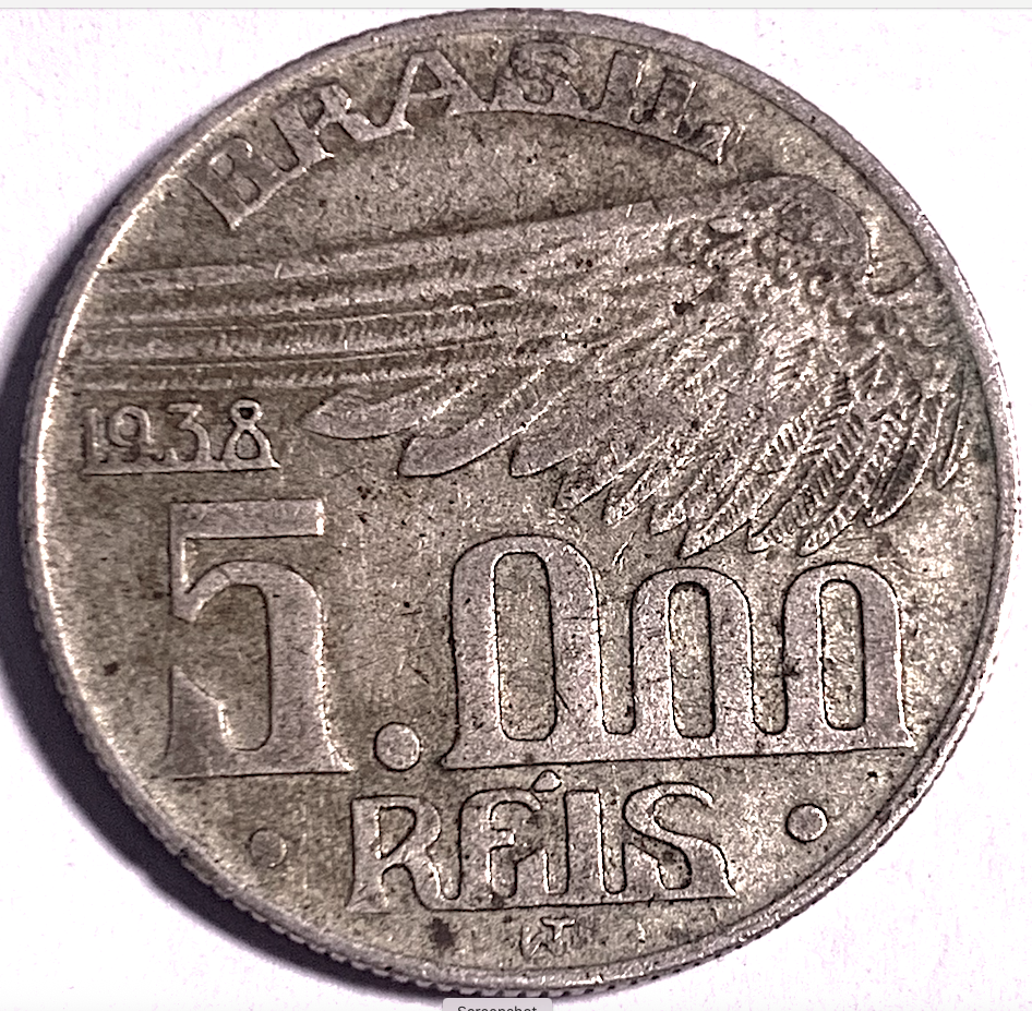 Extremely Rare 1938 5000 Réis Silver – Only 994k Minted in Rio de Janeiro
