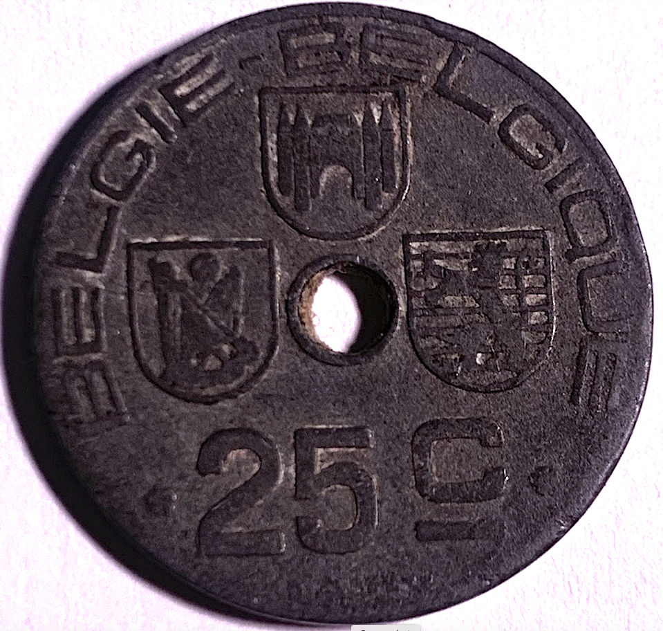 Rare WWII Era Belgium 25 Centimes 1942–1943 | BELGIE-BELGIQUE Numismatic Duo