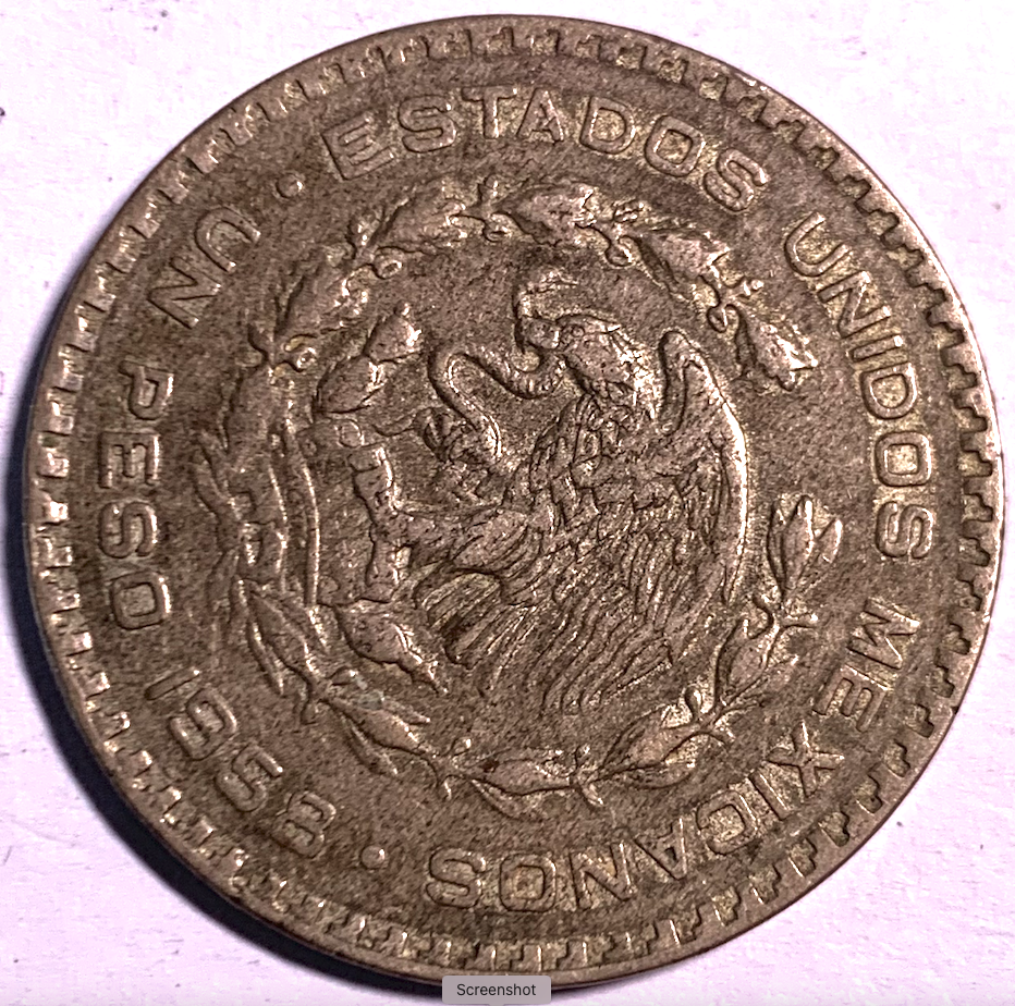 Collectible 1958 Mexican 1 Peso | Silver 0.100, Mexico City Mint