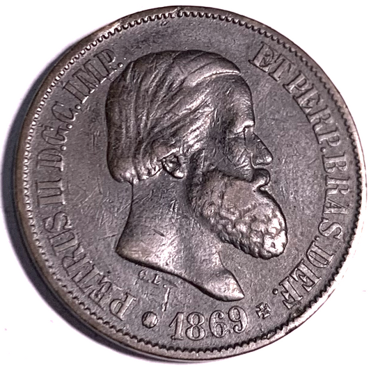 Vintage 1869 Brazilian 20 Réis | 156-Year-Old Bronze Coin KM#474