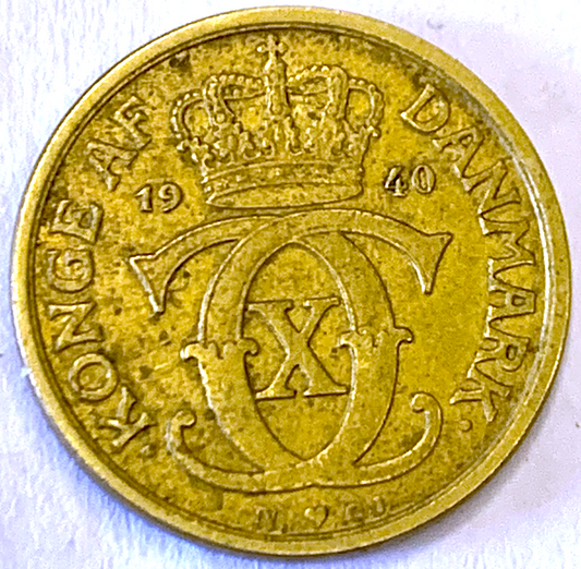 Rare Denmark ½ Krone 1940 ♥ N | Low Mintage 1.87M | Christian X WWII Coin