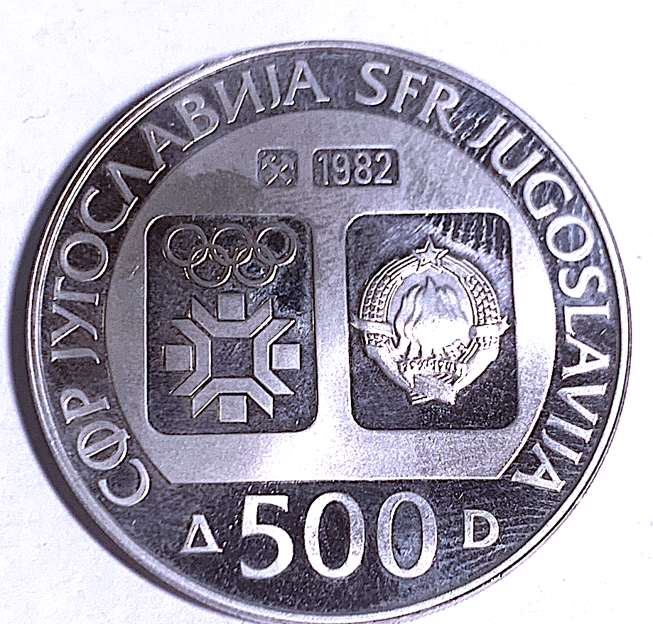 Rare 1982 Yugoslavia 500 Dinara Silver Proof – Sarajevo 1984 Winter Olympics