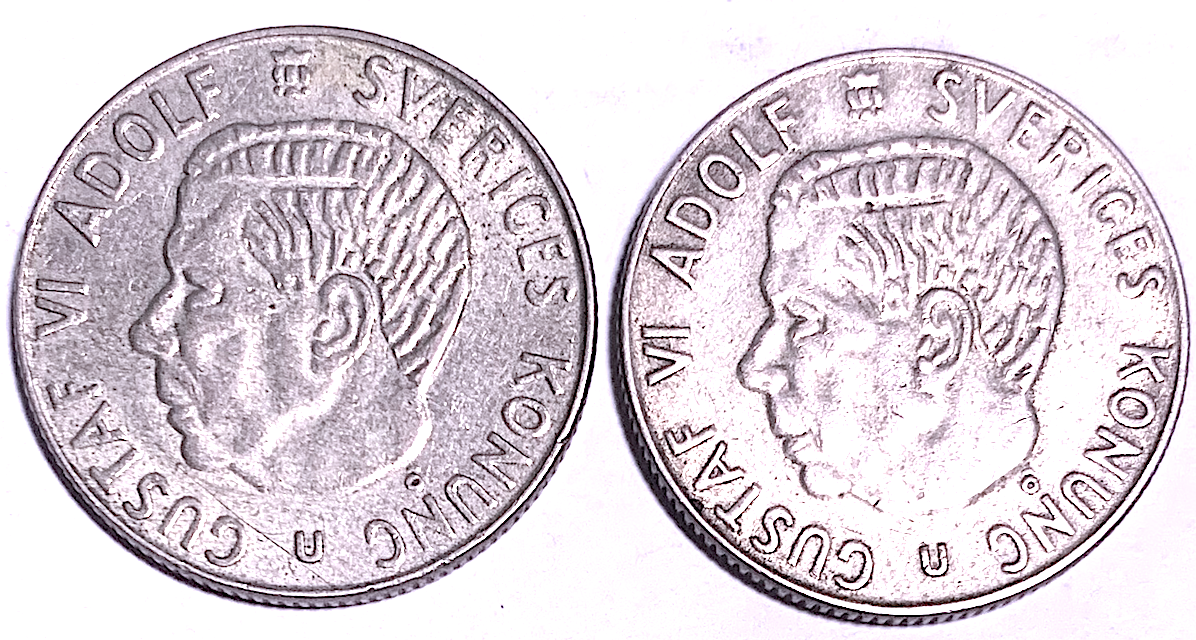 Best Seller: Sweden 1 Krona Silver 1963-U & 1967-U (KM#826) – Stockholm Mint