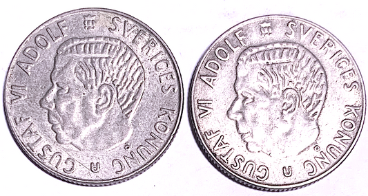 Best Seller: Sweden 1 Krona Silver 1963-U & 1967-U (KM#826) – Stockholm Mint