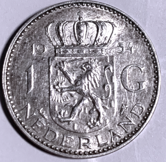 Best Seller: Netherlands 1 Gulden 1954 Silver (KM#184) – First Year Utrecht Mint