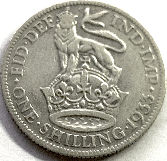 Best Seller: UK 1 Shilling 1933 (George V) – .500 Silver, KM#833, London Mint