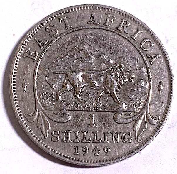 Best Seller: East Africa 1 Shilling 1949 Lion & Kilimanjaro — George VI