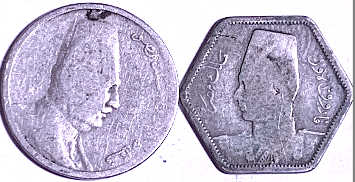 Historic Egypt Coins | 1924 London 5 Milliemes + 1944 Pretoria 2 Piastres | Kingdom of Egypt Set